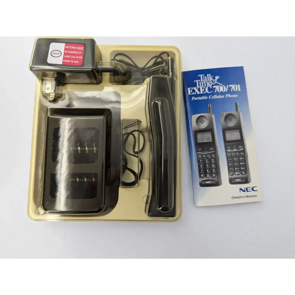 Vintage NEC Talk Time Exec 700 w Charger, Box, & Manual - Turns On / Untested